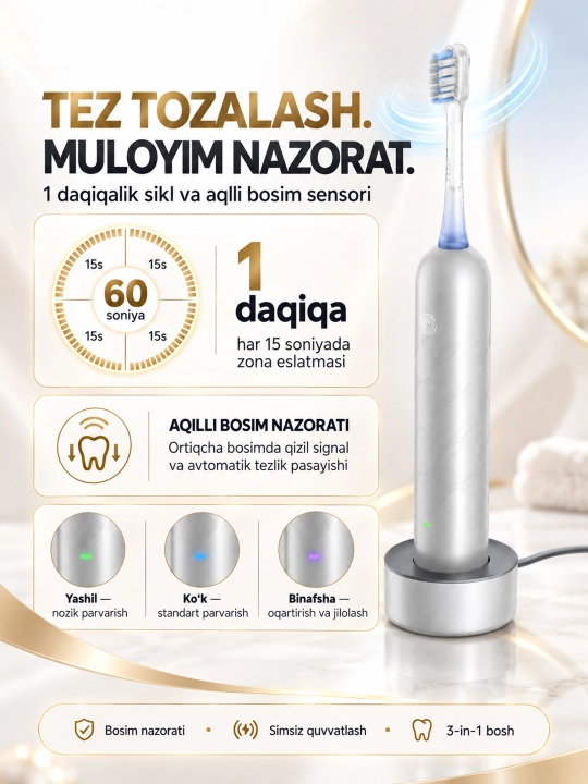 TROUVER Fresh Pro elektr tish cho‘tkasi, tovushli
