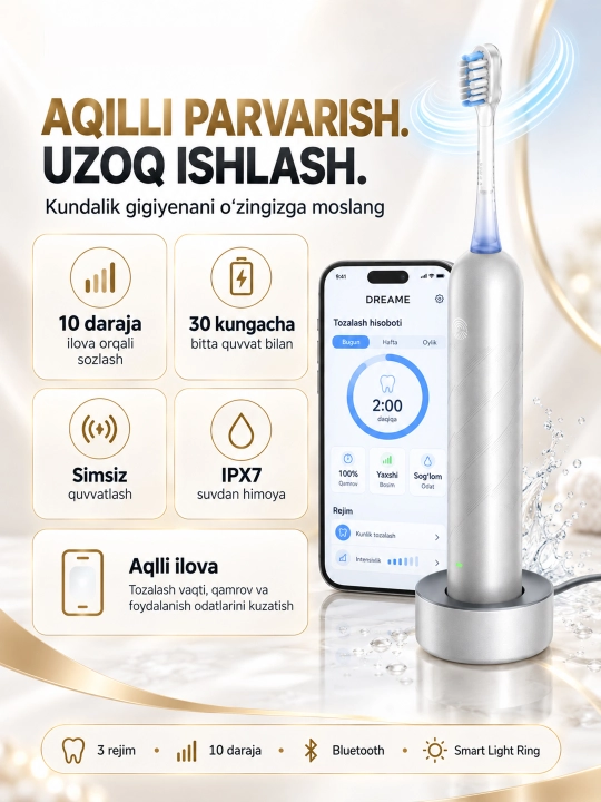 TROUVER Fresh Pro elektr tish cho‘tkasi, tovushli