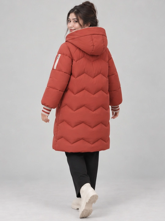 Ayollar qishki kurtka, issiq, oversize, kapyushonli, uzaytirilgan