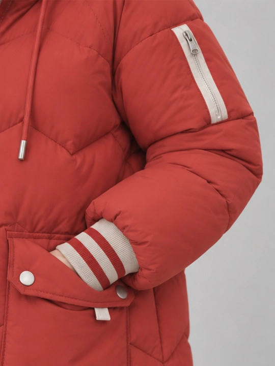 Ayollar qishki kurtka, issiq, oversize, kapyushonli, uzaytirilgan