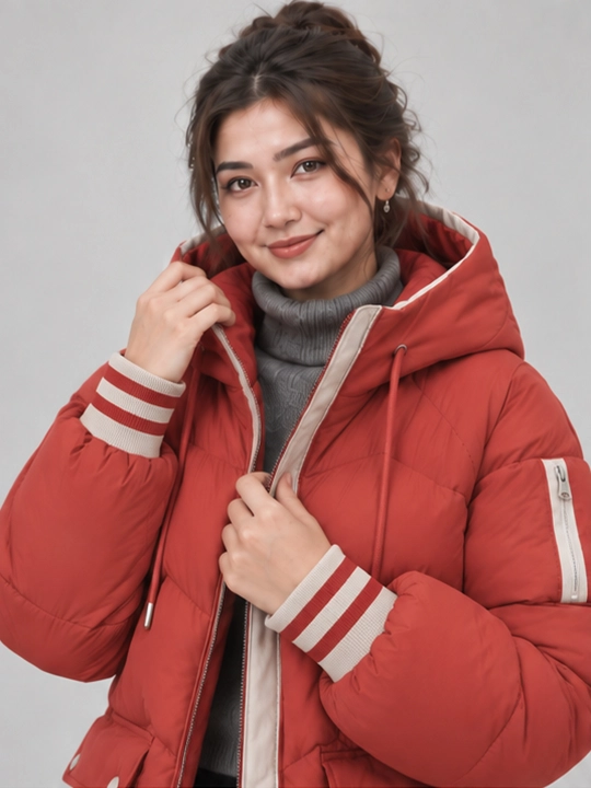 Ayollar qishki kurtka, issiq, oversize, kapyushonli, uzaytirilgan