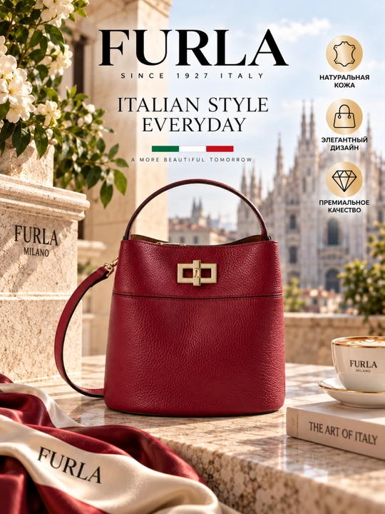 Ayollar uchun Furla Amelia Mini Bucket Bag WE00879 tabiiy charm sumka - 