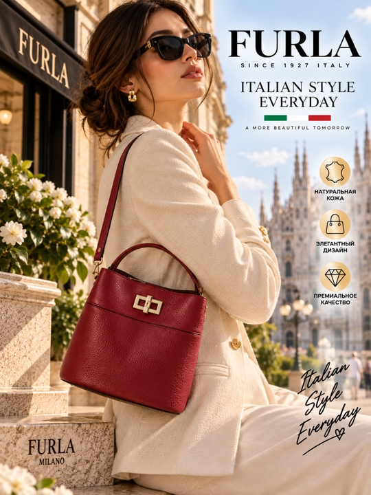 Ayollar uchun Furla Amelia Mini Bucket Bag WE00879 tabiiy charm sumka