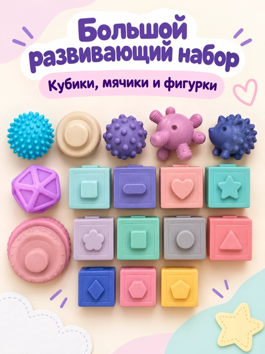 Игрушки, набор мягких сенсорных игрушек для малышей, кубики и мячики