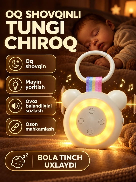 Chaqaloqlar uchun oq shovqinli tungi chiroq, osma uyqu qurilmasi - 