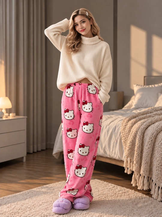 Пижамные штаны Hello Kitty с милым принтом, комфортная домашняя одежда