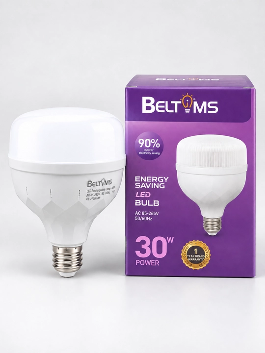 Akkumulyatorli LED lampa BELTOMS E27, 30W/40W, 6500K, tok o‘chganda 3–5 soat