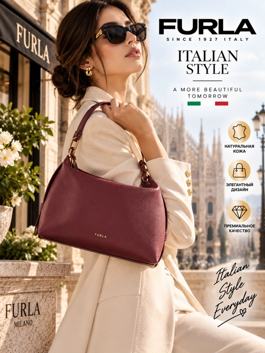 Ayollar sumkasi Furla Tonie Mini, tabiiy charm, yelka va crossbody sumka