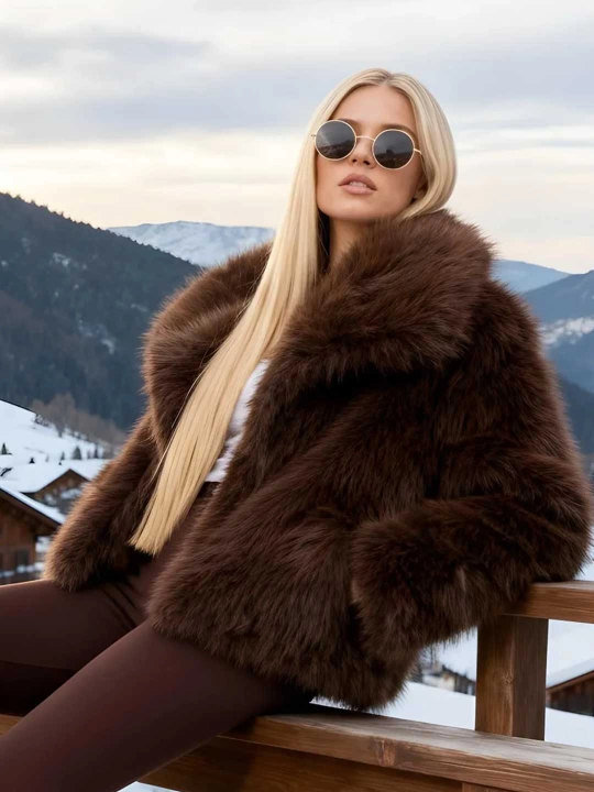 Qizlar va ayollar uchun issiq kuzgi-qishki shuba, Kalta katta o'lchamli, ekomo'ynali shuba