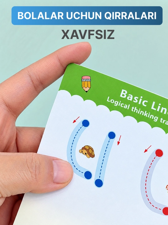 Bolalar uchun ko‘p martali sehrli yozuv daftari, 3+ - yozishni o‘rgatish, husnixat