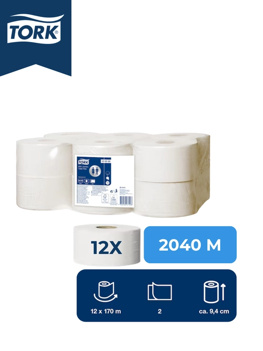Туалетная бумага Tork 120280, Mini Jumbo T2, 2 слой, 170 м, 12 шт