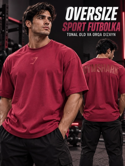 Gymshark erkaklar uchun oversize sport futbolka, fitness uchun erkin bichimli futbolka