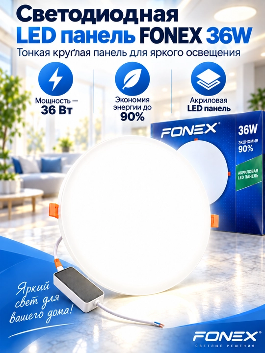 LED panel svetilnik, shift uchun led chiroq, akril yoritgich, dumaloq va kvadrat - 