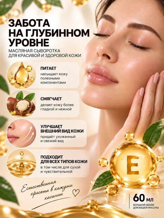 Сыворотка для лица с витамином Е, увлажняющая сыворотка, для сияния и ровного тона кожи