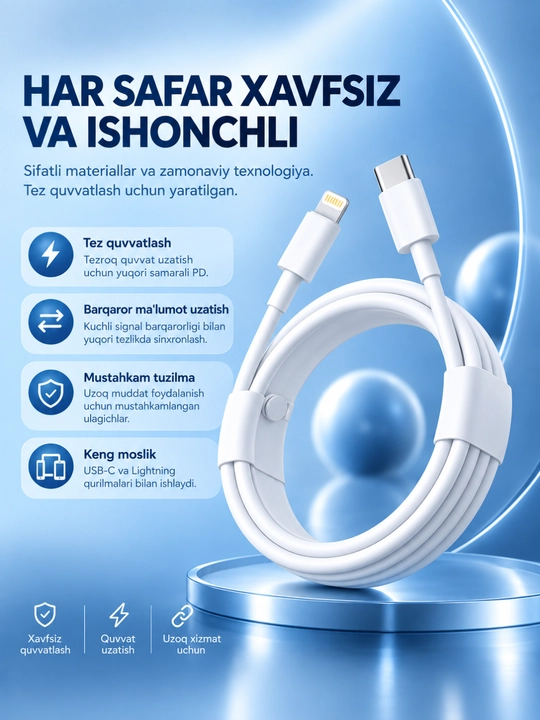 Кабель для IPhone Lightning USB-C Type-C, для быстрой зарядки