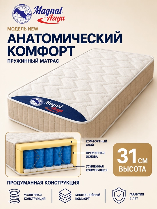 Magnat Aziya New anatomik prujinali matras, balandligi 31 sm - 