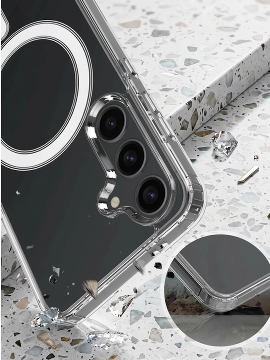 Samsung A14 dan S25 Ultra gacha uchun MagSafe shaffof chexol – zarbaga chidamli Clear Case