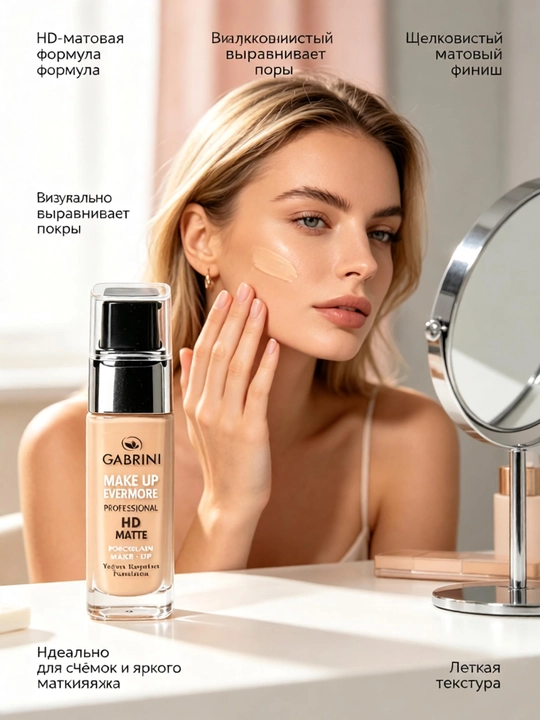 HD Matte Evermore tonal krem 30 ml, akne qoʻzgʻatmaslik, tabiiy mat effekt - 