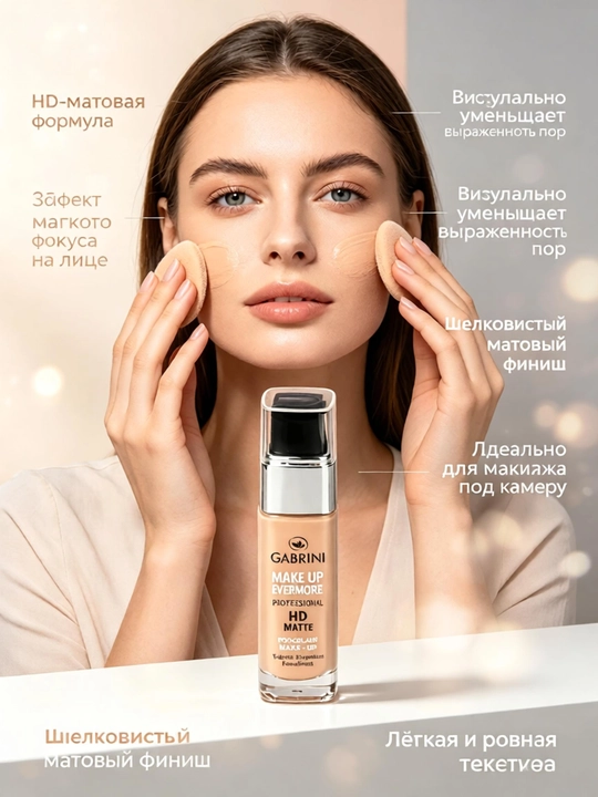 HD Matte Evermore tonal krem 30 ml, akne qoʻzgʻatmaslik, tabiiy mat effekt