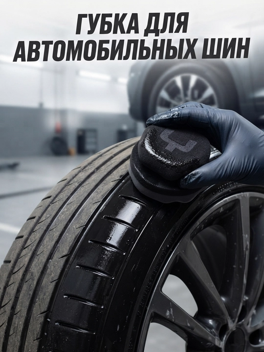 Губка для чернения и ухода за автомобильными шинами
