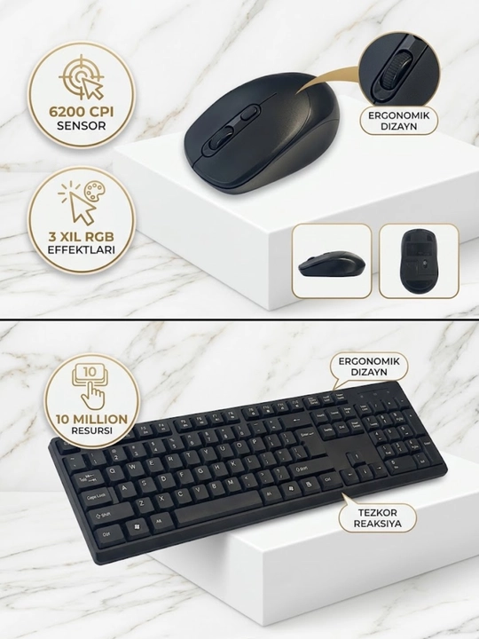 DataLife simsiz kompyuter klaviatura va sichqonchasi (2.4GHz, 104 tugma)