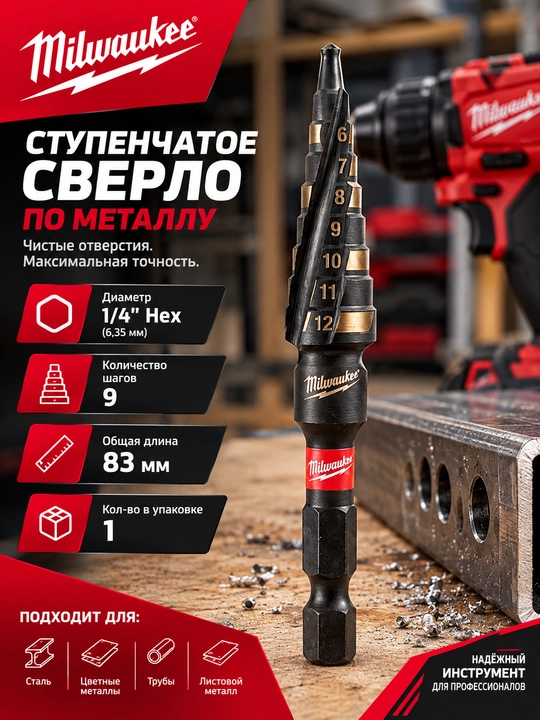 Milwaukee SHOCKWAVE Impact Duty 83 mm 9 bosqichli burg'ulash uchi - 