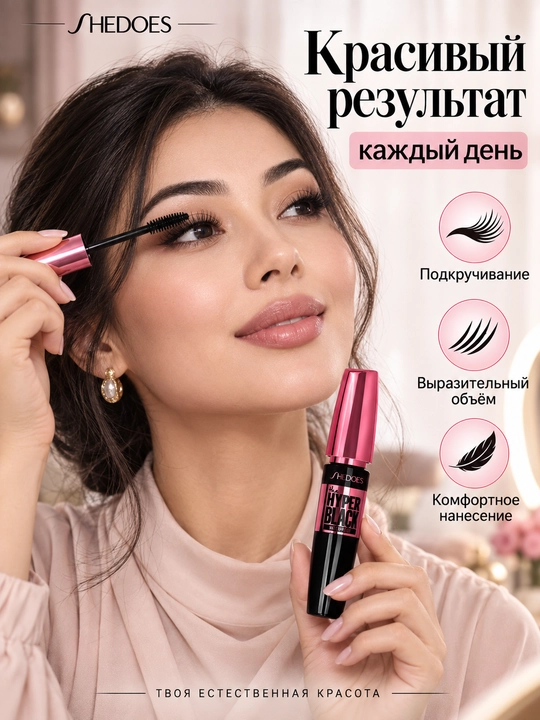 SHEDOES Hyper Black suvga chidamli kiprik tushi, qora, bukuvchi va hajm beruvchi