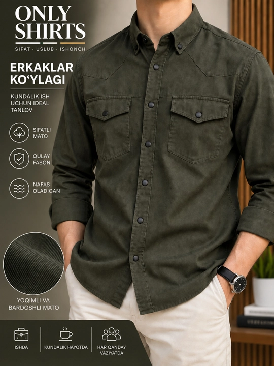 ONLY SHIRTS Kuzgi erkaklar ko‘ylagi, uzun yengli ko‘ylak - 
