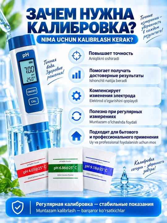 Буферные порошки для калибровки pH-метра, pH 4.01/6.86/9.18, раствор 250 мл