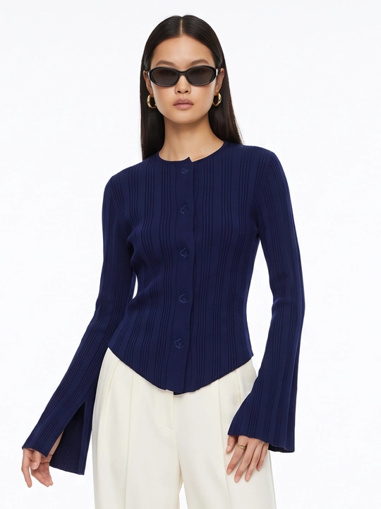 Женский трикотажный кардиган UMA Slim Fit с фигурными пуговицами - 