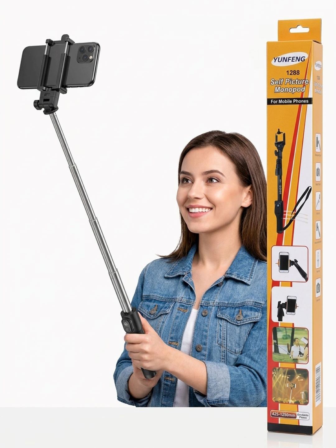 YUNFENG 1288 smartfonlar  kameralar uchun Bluetooth pultli tayanch monopod (Selfi tayog'i) - 