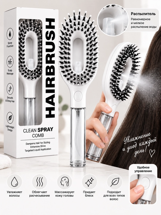 Массажная расческа с распылителем Hair Brush - 