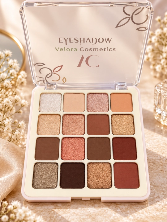 Палетка тень теней для век Velora Cosmetics IC профессиональная для макияжа 16 оттенков