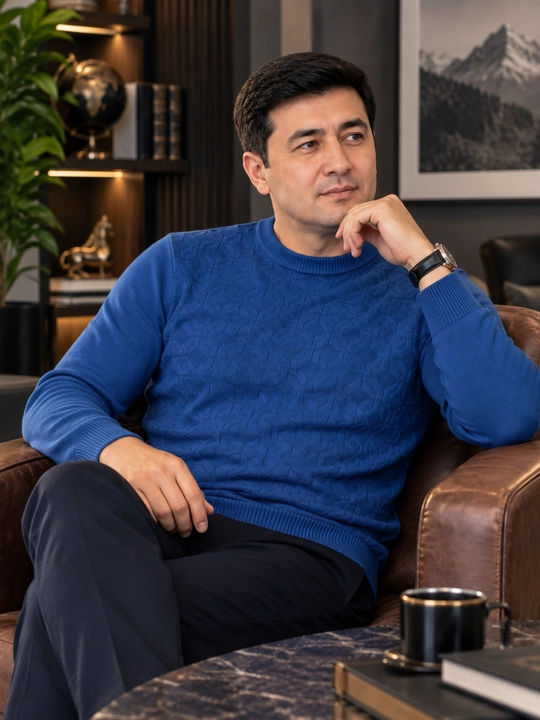 Свитер мужской, джемпер с круглым вырезом, вязаный трикотажный, осень зима
