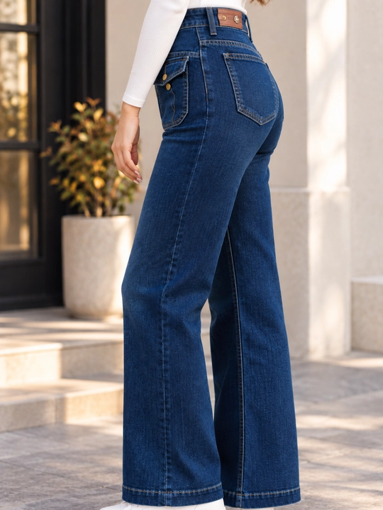 Ayollar jinsi shim, kuzgi palazzo jeans, keng, yuqori belli, pol-nachos, 27–30 razmer