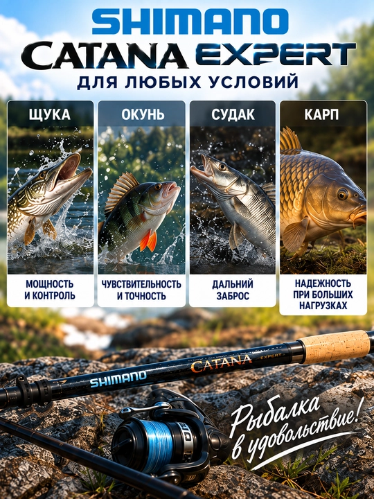 Shimano Catana Expert teleskopik qarmoq, 40–80 g, 2,1–4,5 m