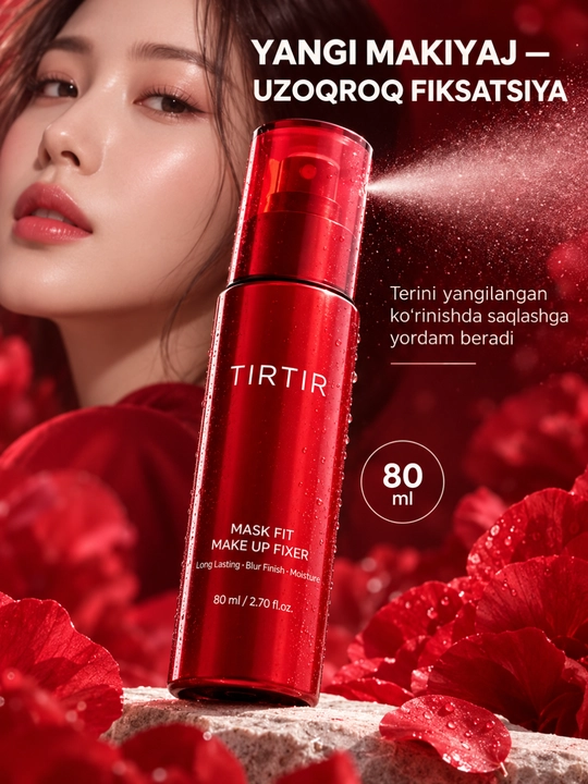 TIRTIR Mask Fit Make Up Fixer makiyajni mahkamlovchi sprey, nam finish, 80 ml - 
