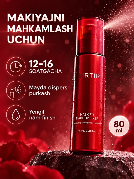 TIRTIR Mask Fit Make Up Fixer makiyajni mahkamlovchi sprey, nam finish, 80 ml