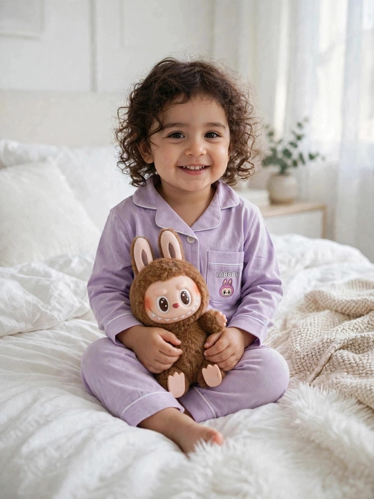 Детская пижама LABUBU Pushti Pijama, 2-5 лет, 95% хлопок, лиловый и розовый