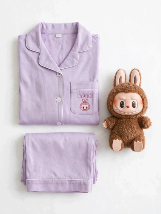 Детская пижама LABUBU Pushti Pijama, 2-5 лет, 95% хлопок, лиловый и розовый