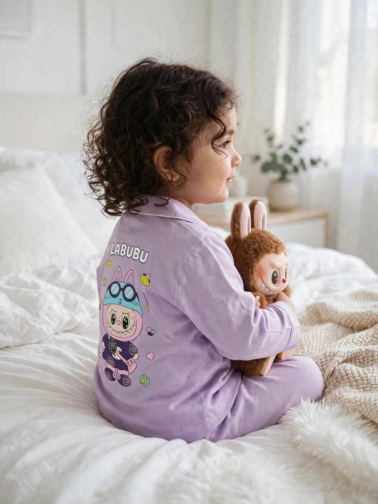 Детская пижама LABUBU Pushti Pijama, 2-5 лет, 95% хлопок, лиловый и розовый