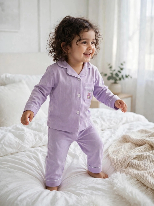 Детская пижама LABUBU Pushti Pijama, 2-5 лет, 95% хлопок, лиловый и розовый