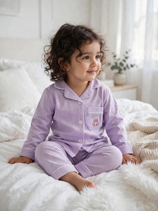 Детская пижама LABUBU Pushti Pijama, 2-5 лет, 95% хлопок, лиловый и розовый