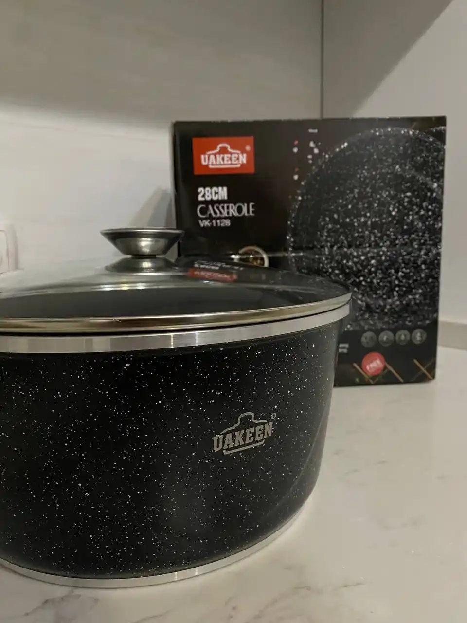 Казан UAKEEN, кастрюля, стеклянная крышка, гранитное антипригарное покрытие, 4,5/5,4/6,5 л