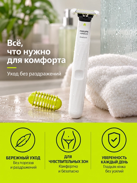 Philips OneBlade Intimate QP1924 trimmari tana va bikini zonasi uchun, erkak va ayollarga