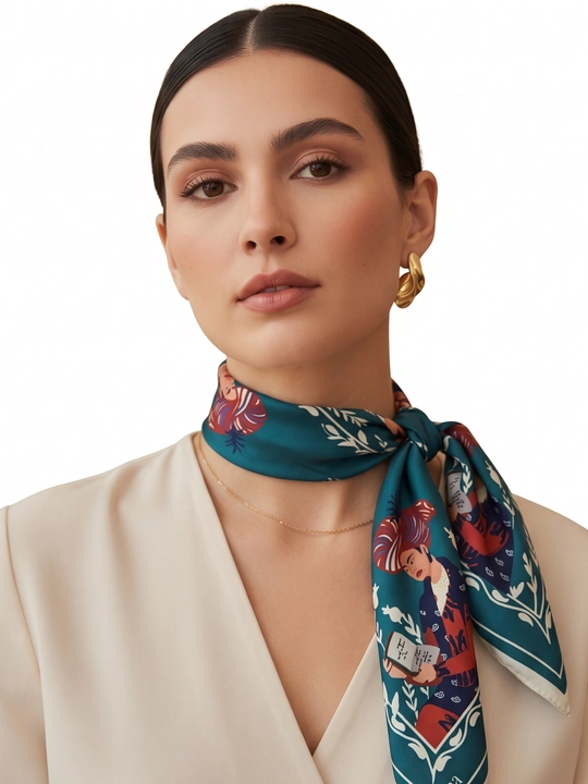 UMA ayollar uchun sharqona art-printli kare ro‘mol - 