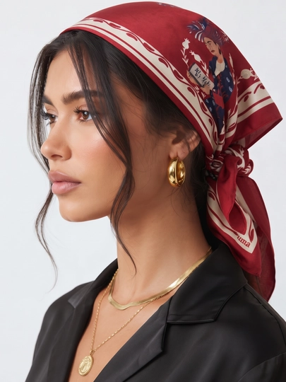 UMA ayollar uchun sharqona art-printli kare ro‘mol - 