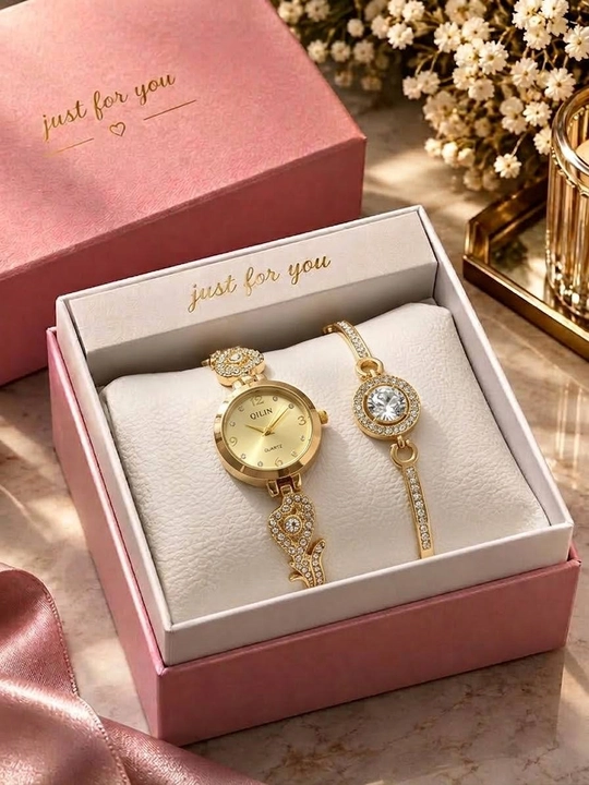 Подарочный набор женских часов с браслетом «Just for you» - 