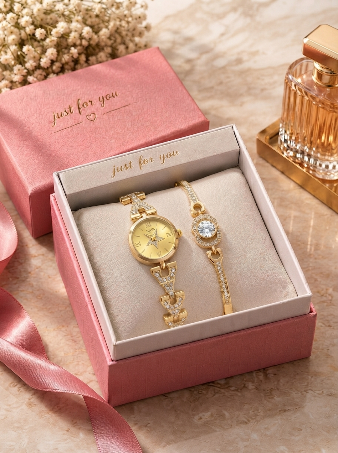 Подарочный набор женских часов с браслетом «Just for you» - 