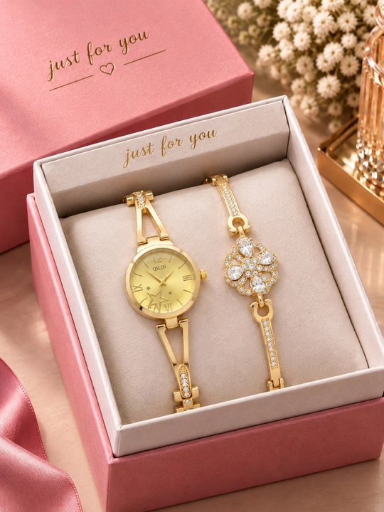 Подарочный набор женских часов с браслетом «Just for you» - 